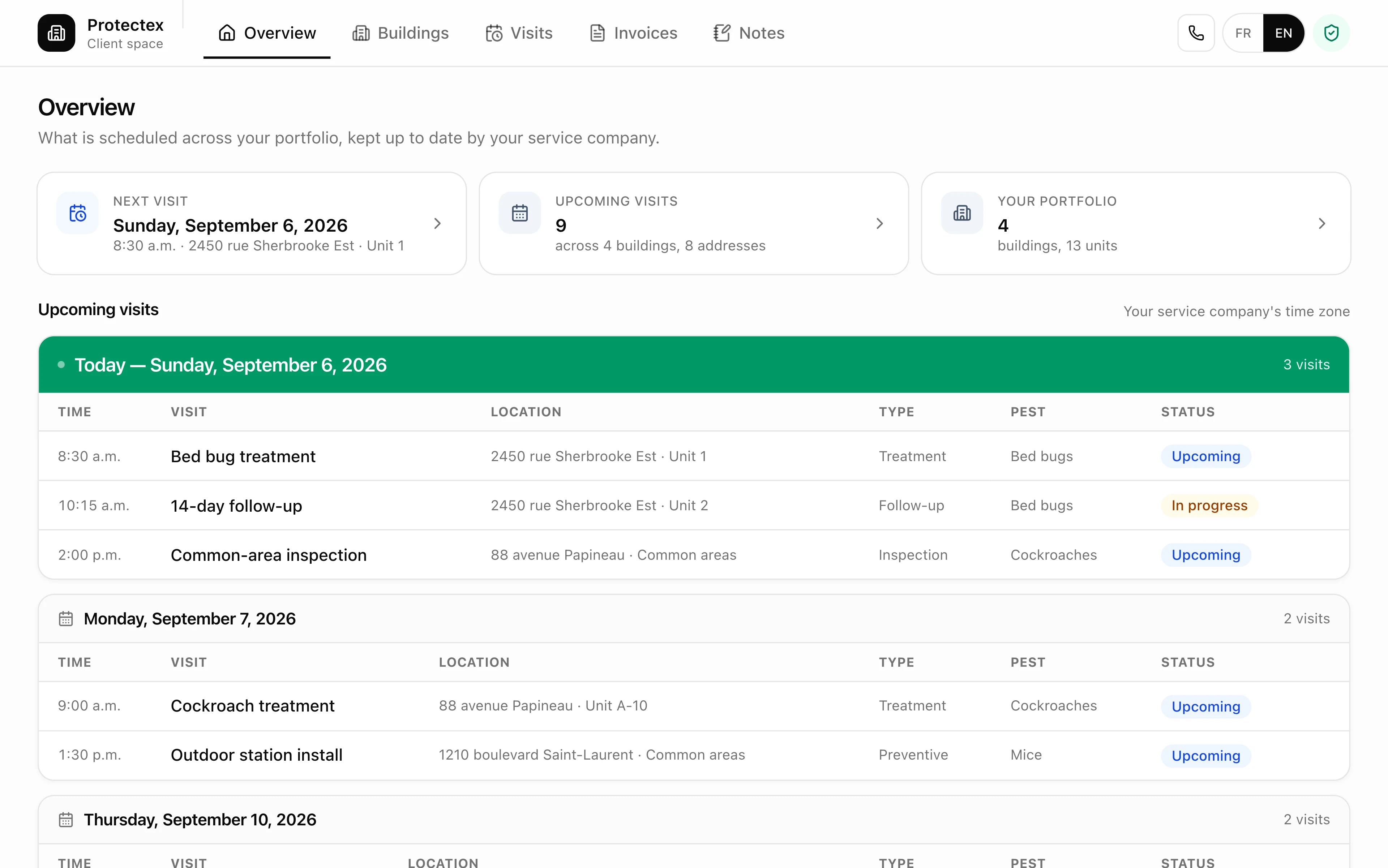 The customer's portal. They read their portfolio and visits, they cannot change anything.