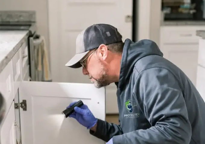 A technician working in a kitchen