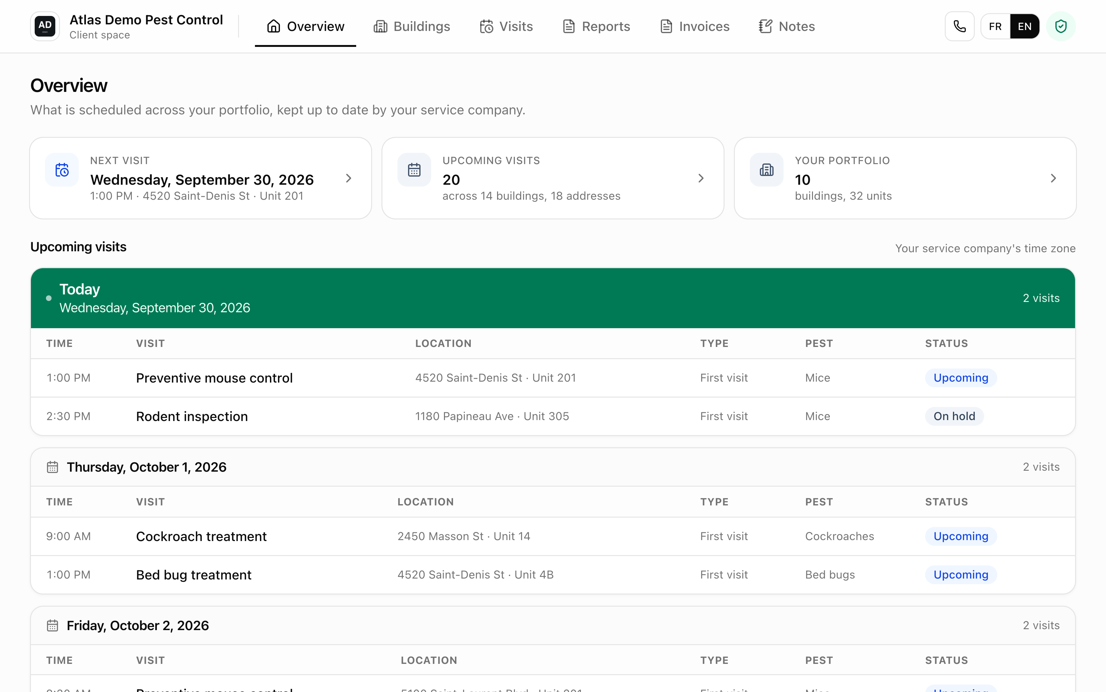 The customer's portal. They read their portfolio and visits, they cannot change anything.