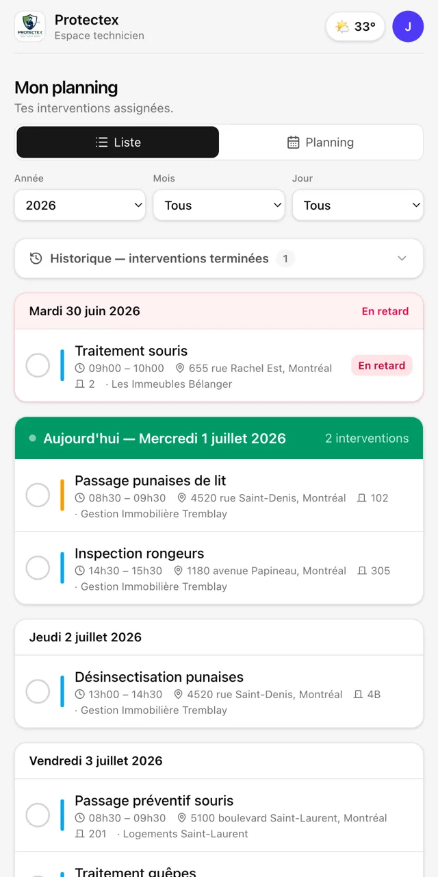 Espace technicien Atlas sur téléphone